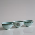 Chris Keenan, Tenmoku 'Cloud' Dishes with Red Dots, 2025