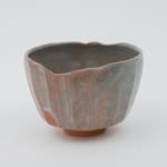 Hosai Matsubayashi XVI, Beni Tea bowl (red deer back pattern herame) 茶盌 (紅鹿背箆目) , 2020