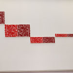 Vera MOLNAR, Signature à la mine de plomb sur fond rouge, 2008