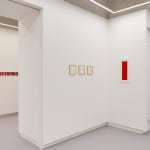 Vera MOLNAR, Signature à la mine de plomb sur fond rouge, 2008