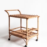 1960s Bamboo & Rattan Bar Trolley with Scalloped detail