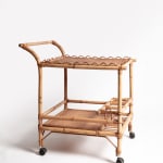 1960s Bamboo & Rattan Bar Trolley with Scalloped detail