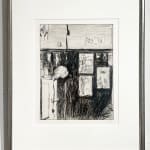 Paul Wonner, Untitled [artist's studio with nude male model and man with white hair, glasses, blue jacket on left] ,...