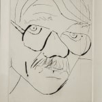 Paul Wonner, Untitled [artist's studio with nude male model and man with white hair, glasses, blue jacket on left] ,...