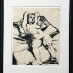 Paul Wonner, Untitled [artist's studio with nude male model and man with white hair, glasses, blue jacket on left] ,...