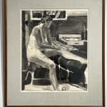 Paul Wonner, Untitled [artist's studio with nude male model and man with white hair, glasses, blue jacket on left] ,...