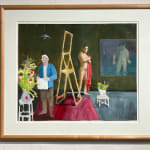 Paul Wonner, Untitled [artist's studio with nude male model and man with white hair, glasses, blue jacket on left] ,...