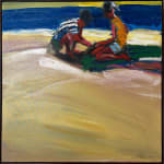 Paul Wonner, Untitled [artist's studio with nude male model and man with white hair, glasses, blue jacket on left] ,...