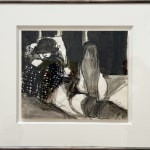 Paul Wonner, Untitled [artist's studio with nude male model and man with white hair, glasses, blue jacket on left] ,...