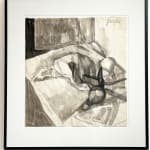 Paul Wonner, Untitled [artist's studio with nude male model and man with white hair, glasses, blue jacket on left] ,...