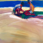 Paul Wonner, Untitled [artist's studio with nude male model and man with white hair, glasses, blue jacket on left] ,...