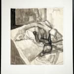 Paul Wonner, Untitled [artist's studio with nude male model and man with white hair, glasses, blue jacket on left] ,...