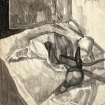 Paul Wonner, Untitled [artist's studio with nude male model and man with white hair, glasses, blue jacket on left] ,...