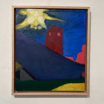 Paul Wonner, Untitled [artist's studio with nude male model and man with white hair, glasses, blue jacket on left] ,...