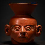 Moche Terracotta Votive Vessel Head Shaped, Ca. AD 100 - 700