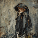 Ambrose McEvoy oil portrait of Mature Lady Seated in black in c.1920 currently for sale at Philip mould & company