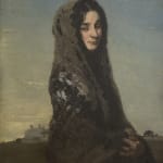 Oil painting portrait of a woman in a shawl by William Nicholson