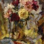 Cyril Mann, Sunlit Roses in a Brass Jug, 1963