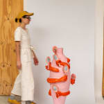Xanthe Somers, RANCID / Floor standing lamp, white orange and green, 2022
