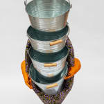 Xanthe Somers, RANCID / Floor standing lamp, white orange and green, 2022
