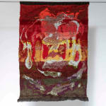 Jacquard textile artwork by Arda Asena, featuring intricate weaving techniques and abstract imagery.