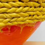 Xanthe Somers, RANCID / Floor standing lamp, white orange and green, 2022