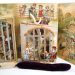 A Day in the Zoo. Realistic Pictures of Birds Beasts and Fishes. A Reproduction of an Antique Pop-up Book. Pop-up of big cats in cages. Interior pages with pop-ups of animals in cages.