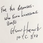 Malamud: Three Elegies by Robert Giroux, Daniel Stern, and Cynthia Ozick. Inscription in volume 2.