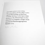 Obwohl nichts wagte ist nichts gewonnen [Although nothing ventured nothing is won]. Colophon