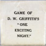 Game of D.W. Griffith's "One Exciting Night". Envelope with title.