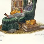 "A Bibliophile in His Library" by Edward Gorey. Numbered print, signed by the artist