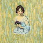 Catalogue of Lithographic Designs for Box Wraps. Lithograph sample of woman on green and blue background.