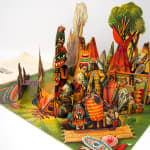 An American Indian Camp by Vojtech Kubasta. Interior pop-up of teepee camp.