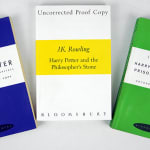 Uncorrected proofs of the first three Harry Potter books. Front covers