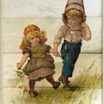 Touch and Go. A Book of Transformation Pictures by Fred E. Weatherly. Moving page, two children in field.