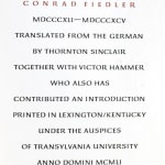 Three Fragments from the Posthumous Papers of Conrad Fiedler MDCCCXLI-MDCCCXCV. Title page.
