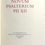 Novum Psalterium Pii XII. An Unfinished Folio Edition by Brother Antoninus, O.P. Title page