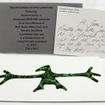 First edition of twelve postcards featuring Edward Gorey's handmade Figbash creatures. Postcard, envelope, and inscribed note