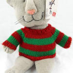 Gorey Cat with red and green sweater