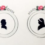 Silhouetten und Verse: Der Liebe und Freundschaft Gewidmet. Interior page with silhouettes.