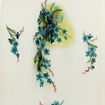 Catalogue of Lithographic Designs for Box Wraps. Lithograph sample of blue flowers on white background.