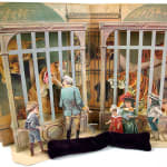 A Day in the Zoo. Realistic Pictures of Birds Beasts and Fishes. A Reproduction of an Antique Pop-up Book. Pop-up of big cats in cages.