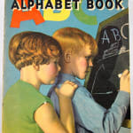 ABC Alphabet Book published by Whitman. Cover page with two children drawing on a blackboard.