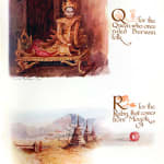The Burma Alphabet (In English & Burmese) by Charlotte I. Wheeler Cuffe. Interior page Q and R.