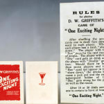 Game of D.W. Griffith's "One Exciting Night". Rules and cards.