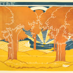 Ten Designs for the Two Gentlemen of Verona by John Guthrie. Forest at sunset.