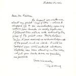 Five autographed letters, signed, to Mr. Fletcher by Lynd Ward. Front page of letter.