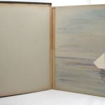 Froebel album. Paper folding spread with colored pencil artwork