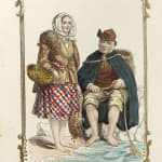 La France en Miniature. Interior color engraving with traditional costumes.