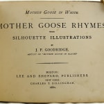 Mother Goose in White. Mother Goose Rhymes with Silhouette Illustrations. Title page